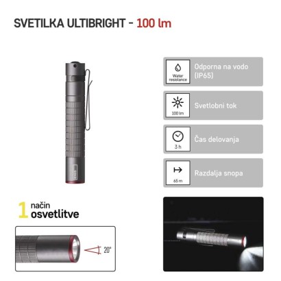 CREE LED svetilka kovinska Ultibright 50, 100lm, 1xAAA