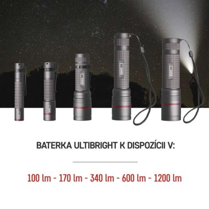 CREE LED kovové svietidlo Ultibright 60, 170lm, 1xAA