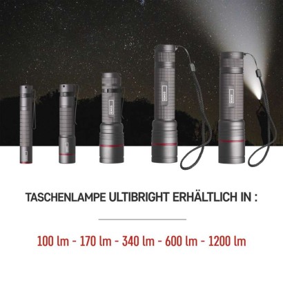 CREE LED Aufladbare Metall-Taschenlampe Ultibright 90, 1200lm