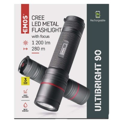 CREE LED nabíjacie kovové svietidlo Ultibright 90, 1200lm
