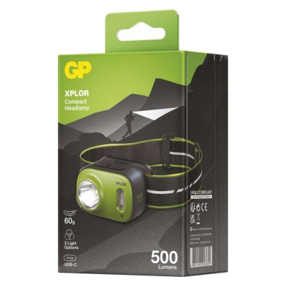 GP naglavna polnilna LED svetilka Xplor PHR17, 500 lm