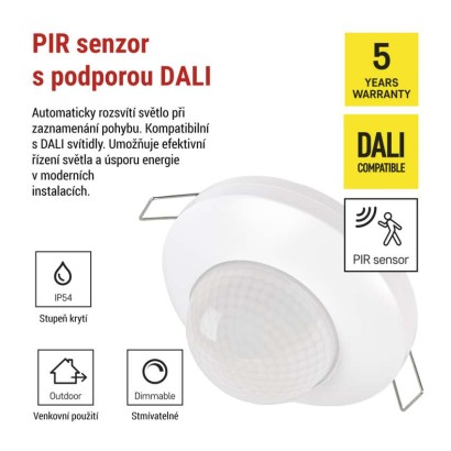 PIR senzor DALI (pohybové čidlo) IP54 bílý