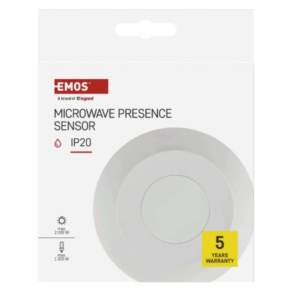Mikrovlnné čidlo přítomnosti IP20 24GHZ 2000W bílé