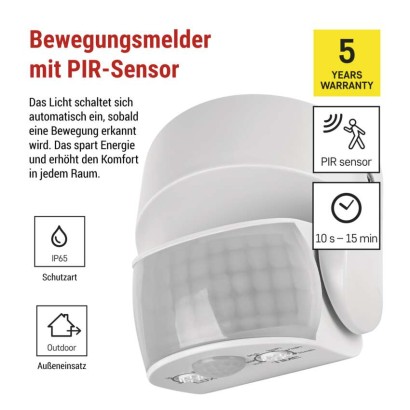 Bewegungsmelder (PIR-Sensor) IP65 1200W, weiss