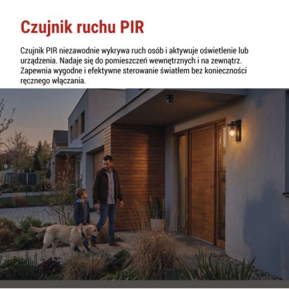 Czujnik ruchu PIR IP65 1200W, czarny