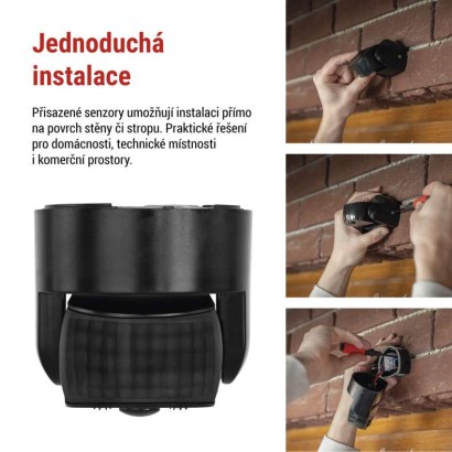 PIR senzor (pohybové čidlo) IP65 1200W, černé