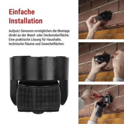 Bewegungsmelder (PIR-Sensor) IP65 1200W, schwarz