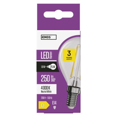 Żarówka LED Filament Mini Globe / E14 / 1,8 W (25 W) / 250 lm / neutralna biel