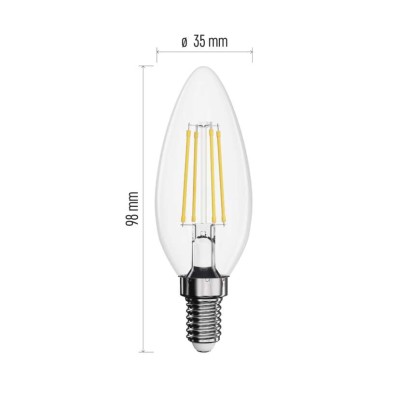 3 + 1 zdarma – LED žárovka Filament svíčka / E14 / 6 W (60 W) / 810 lm / neutrální bílá