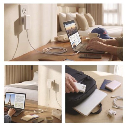 USB hálózati adapter GaN PD 65W, AC + kábel
