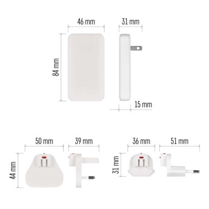 USB hálózati adapter GaN PD 65W, AC + kábel