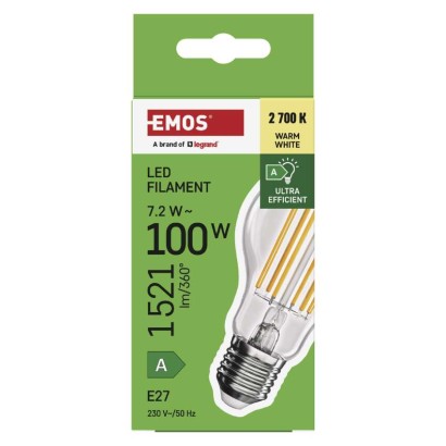 LED izzó Filament A60 A CLASS / E27 / 7,2 W (100 W) / 1521 lm / meleg fehér