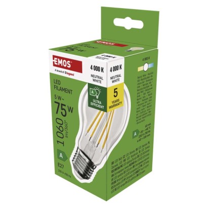 LED lemputė Filament A60 A CLASS/ E27 / 5 W (75 W) / 1 060 lm / neutrali balta