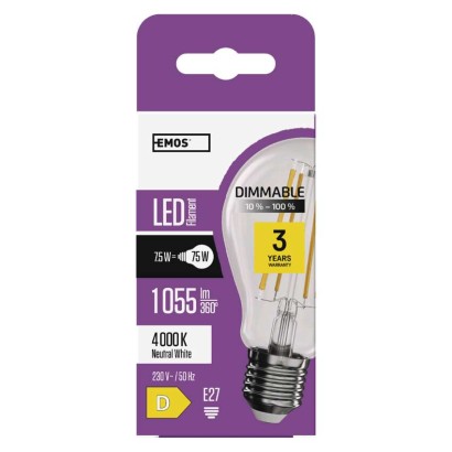 LED Lampe Filament A60 / E27 / 7,5 W (75 W) / 1 055 lm / Neutralweiß / dimmbar