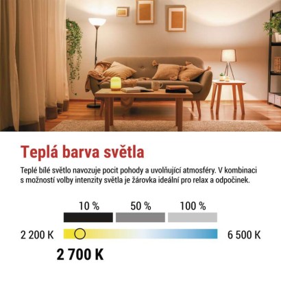 LED žárovka Classic A60 / E27 / 10,5 W (75 W) / 1 060 lm / teplá bílá /krokově stmívatelná