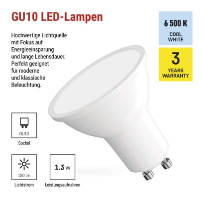 LED Lampe Classic MR16 Weiß/ GU10 / 1,3 W (16 W) / 150 lm / Kalt-Weiß