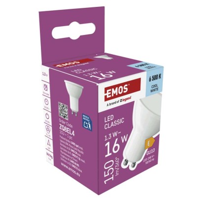 LED žárovka Classic MR16 bílá / GU10 / 1,3 W (16 W) / 150 lm / studená bílá