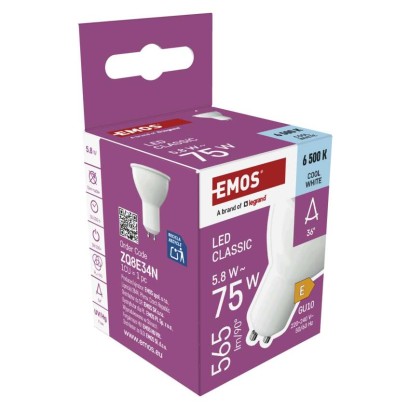 LED žárovka Classic MR16 bílá / GU10 / 5,8 W (75 W) / 565 lm / Studená bílá