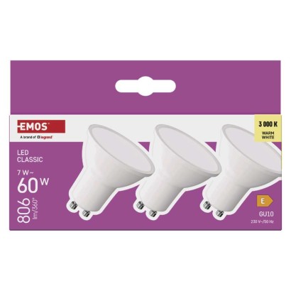 LED žárovka Classic MR16 / GU10 / 7 W  (60 W) / 806 lm / teplá bílá
