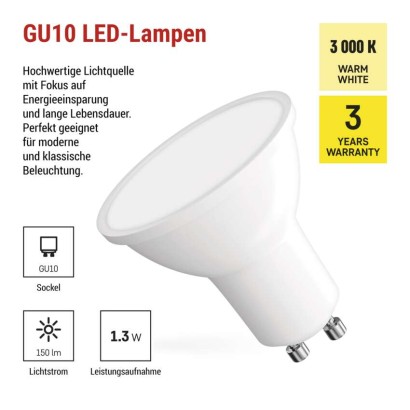 LED Lampe Classic MR16 Weiß/ GU10 / 1,3 W (16 W) / 150 lm / WarmWeiß