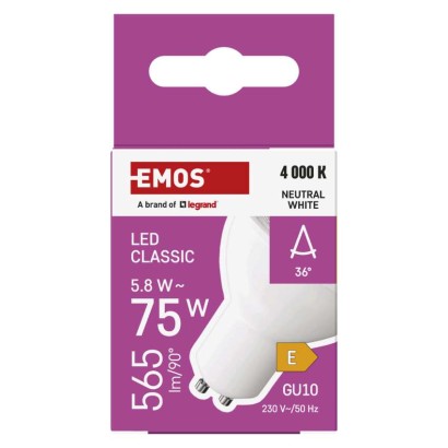 LED žárovka Classic MR16 / GU10 / 5,8 W (75 W) / 565 lm / neutrální bílá