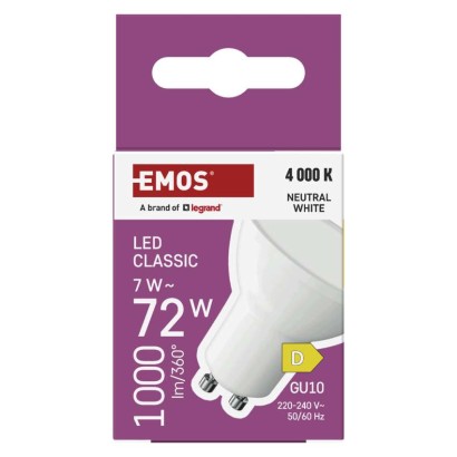 LED žárovka Classic MR16 bílá / GU10 / 7 W (72 W) / 1000 lm / neutrální bílá