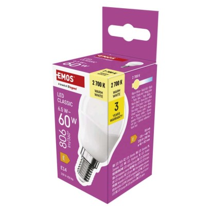 LED spuldze Classic Mini Globe / E14 / 6,5 W (60 W) / 806 lm / Silti balta