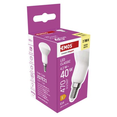LED žárovka Classic R50 / E14 / 4,2 W (40 W) / 470 lm / teplá bílá