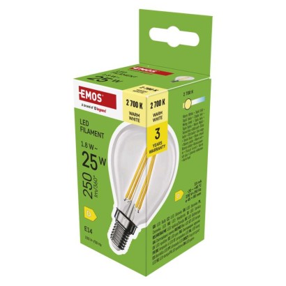 LED pirn Filament Mini Globe / E14 / 1,8 W (25 W) / 250 lm / Soe valge
