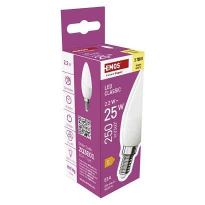 LED Lampe Classic Candle / E14 / 2,2 W (25W) / 250 lm / Warmweiß