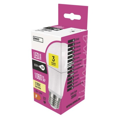 LED žarnica Classic A60 / E27 / 10,7 W (75 W) / 1 060 lm / toplo bela