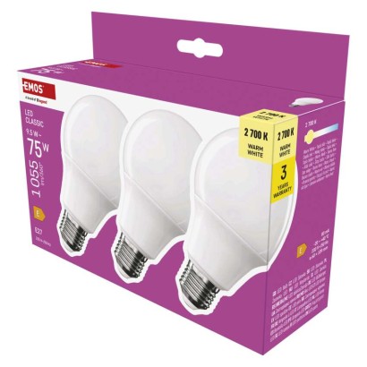 LED lemputė Classic A60 / E27 / 9,5 W (75 W) / 1055 lm / Šilta balta