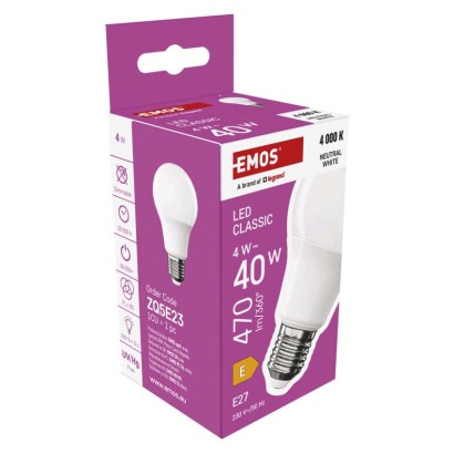 LED žárovka Classic A60 / E27 / 4 W (40 W) / 470 lm / neutrální bílá
