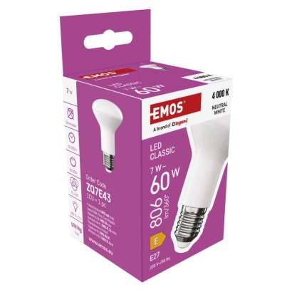 LED žárovka Classic R63 / E27 / 7 W  (60 W) / 806 lm / neutrální bílá