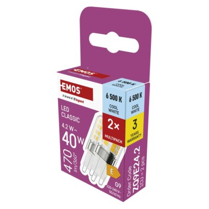 LED Lampe Classic JC / G9 / 4,2 W (40 W) / 470 lm / Kaltweiß / 2 Stück