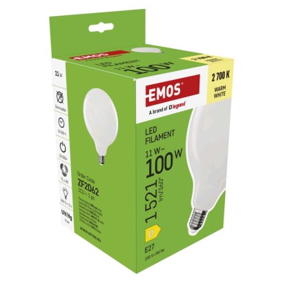 LED žárovka Filament G125 / E27 / 11 W (100 W) / 1521 lm / teplá bílá