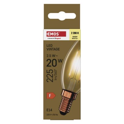 LED lemputė Vintage Candle / E14 / 2,5 W (20 W) / 225 lm / Šilta balta