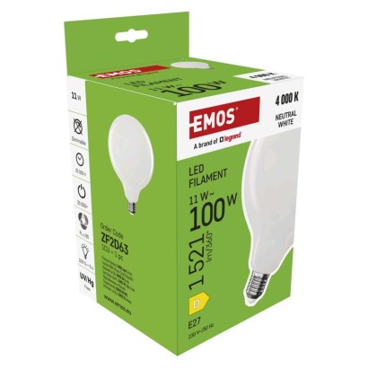 LED žárovka Filament G125 / E27 / 11 W (100 W) / 1521 lm / neutrální bílá