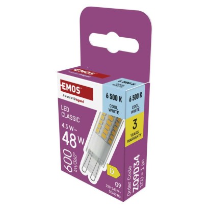 LED Lampe Classic JC / G9 / 4,3 W (48 W) / 600 lm / Kaltweiß