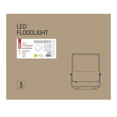 LED reflektor ASIMO 300 W, černý, neutrální bílá