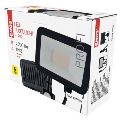 LED reflektor INOVO s pohybovým čidlem, 20 W, šedý, neutrální bílá