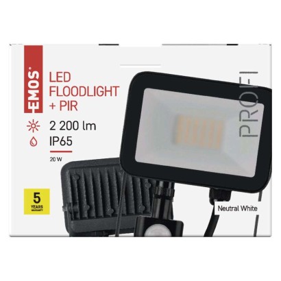 LED reflektor INOVO s pohybovým čidlem, 20 W, šedý, neutrální bílá