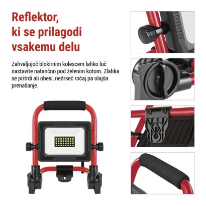 LED reflektor ELION 20W, rdeča-črn, IP65, 3000 lm, nevtralna bela