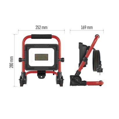 LED reflektor ELION 30W, rot-schwarz, IP65, 4800 lm, neutralweiß