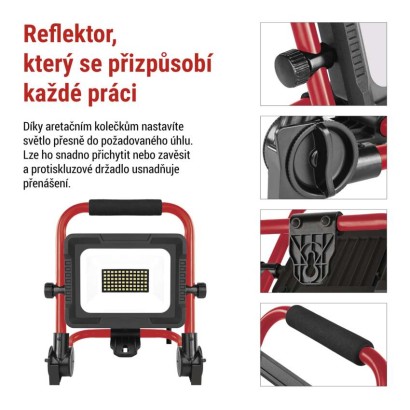 LED reflektor ELION 30W, červeno-černý, IP65, 4800 lm, neutrální bílá