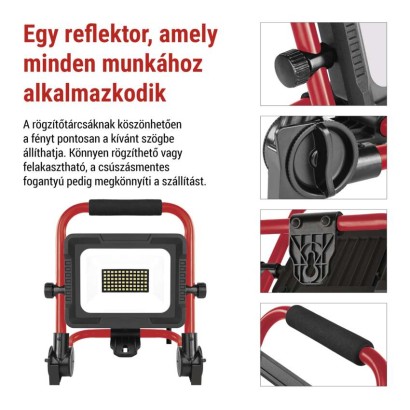 LED reflektor ELION 30W, red-fekete, IP65, 4800 lm, természetes fehér