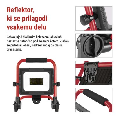 LED reflektor ELION 30W, rdeča-črn, IP65, 4800 lm, nevtralna bela