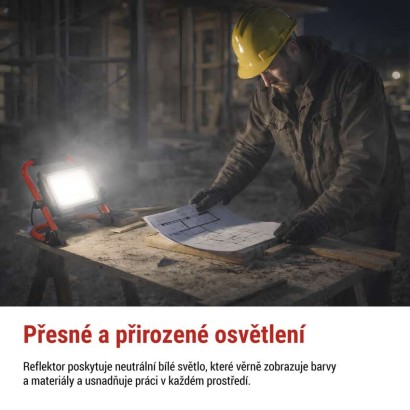 LED reflektor ELION 30W, červeno-černý, IP65, 4800 lm, neutrální bílá