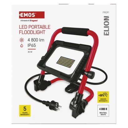 LED reflektor ELION 30W, rot-schwarz, IP65, 4800 lm, neutralweiß