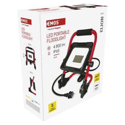 LED reflektor ELION 30W, rot-schwarz, IP65, 4800 lm, neutralweiß
